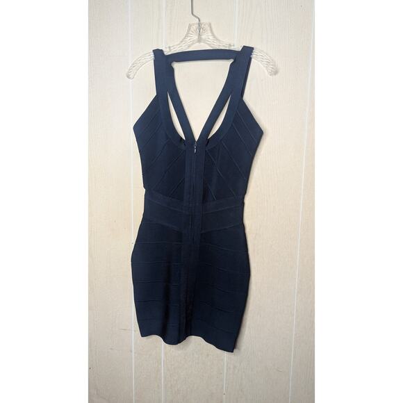 NWT Herve Leger navy blue sexy body con bandage cocktail dress size Medium - Picture 6 of 12